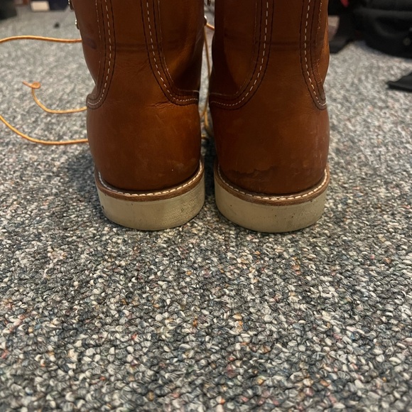 Red Wing Shoes Chestnut Leather Moc Toe Work Boots with Yellow Laces - Picture 6 of 7